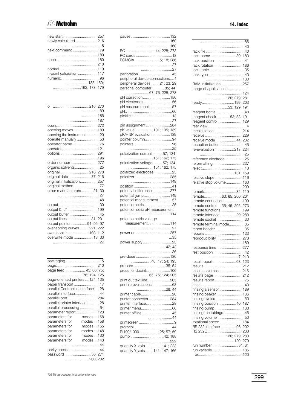 Metrohm 726 Titroprocessor User Manual | Page 305 / 307