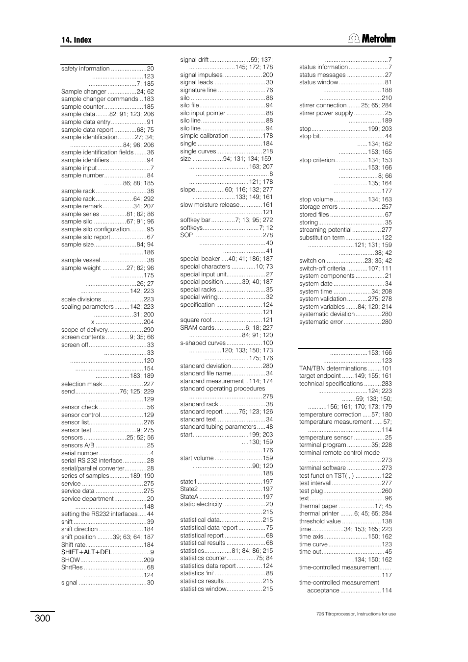 Metrohm 726 Titroprocessor User Manual | Page 306 / 307