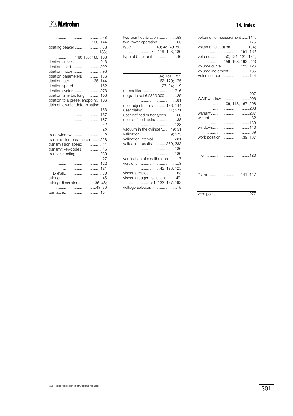 Metrohm 726 Titroprocessor User Manual | Page 307 / 307