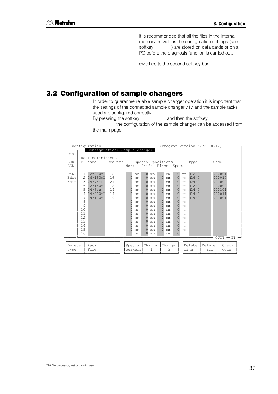 2 configuration of sample changers, 1 sample racks, 2 special beakers | 3 basic configuration of 717 sample changer | Metrohm 726 Titroprocessor User Manual | Page 43 / 307