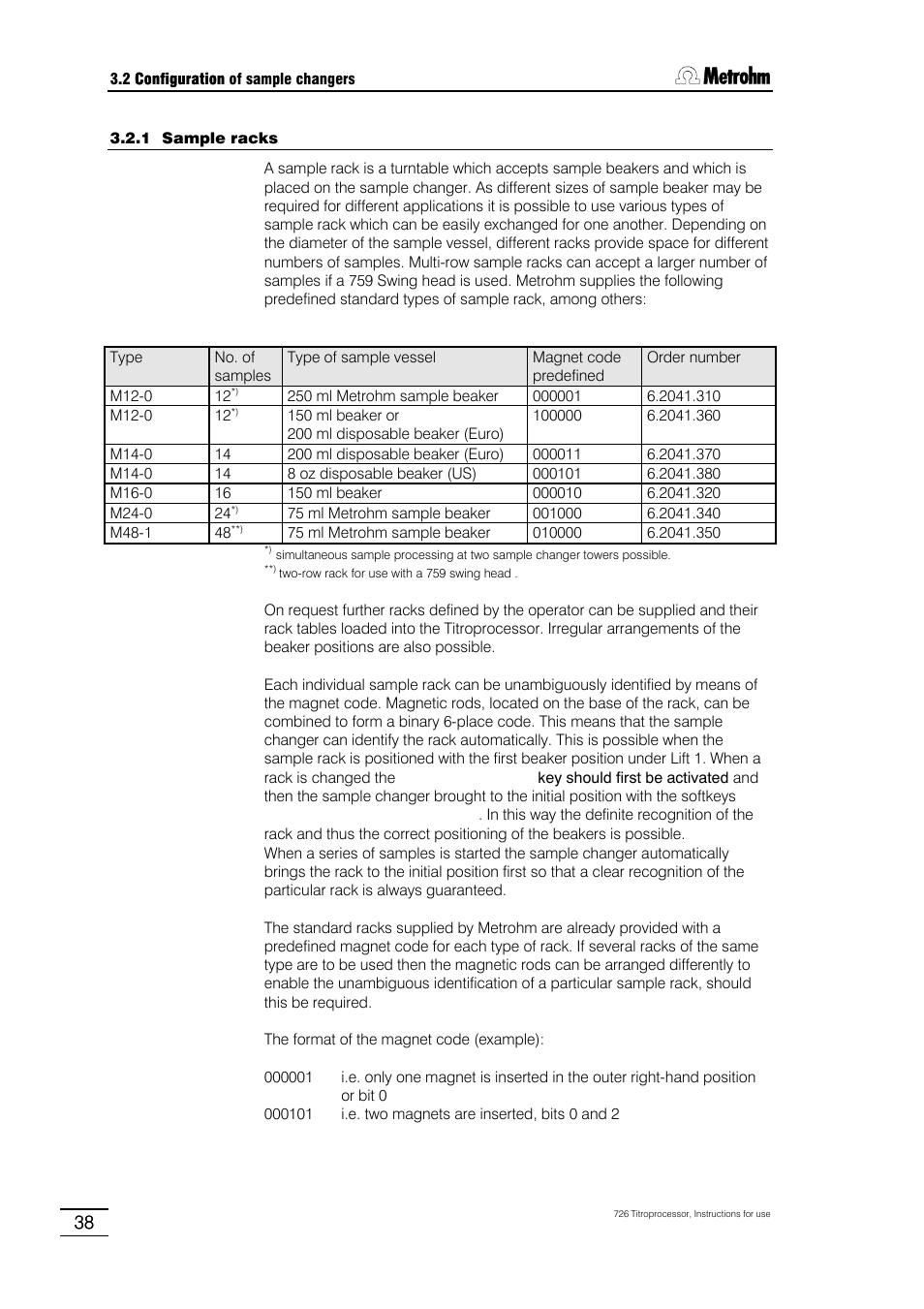 Metrohm 726 Titroprocessor User Manual | Page 44 / 307