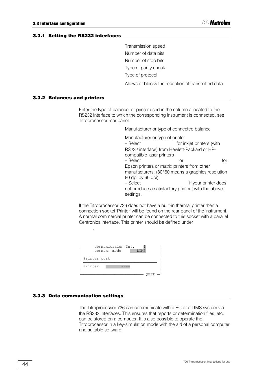 Metrohm 726 Titroprocessor User Manual | Page 50 / 307