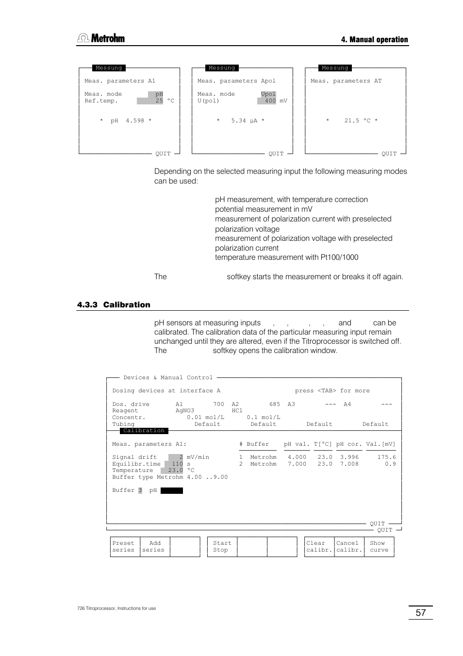 Metrohm 726 Titroprocessor User Manual | Page 63 / 307