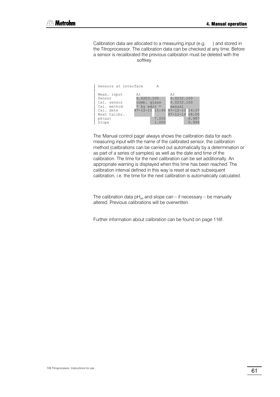 Metrohm 726 Titroprocessor User Manual | Page 67 / 307