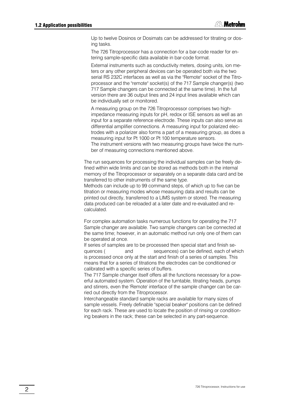 Metrohm 726 Titroprocessor User Manual | Page 8 / 307