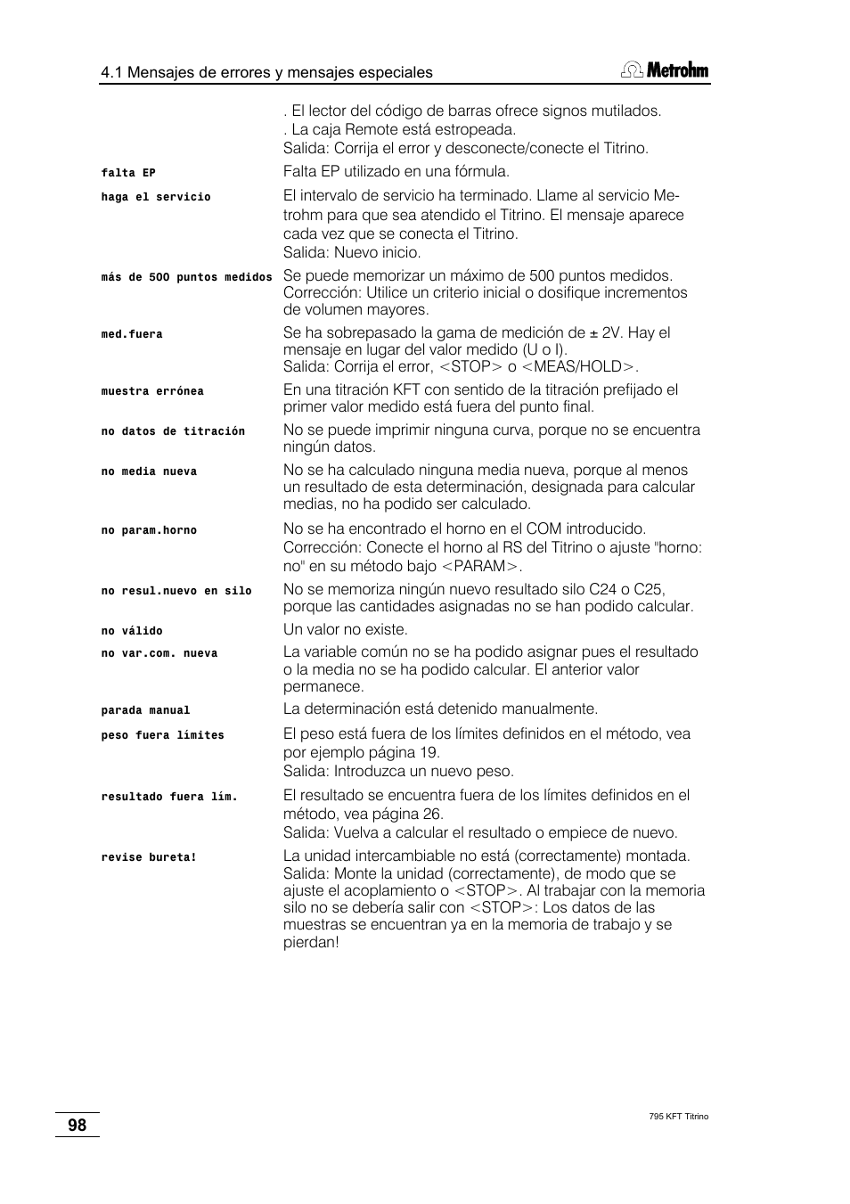 Metrohm 795 KFT Titrino User Manual | Page 102 / 154