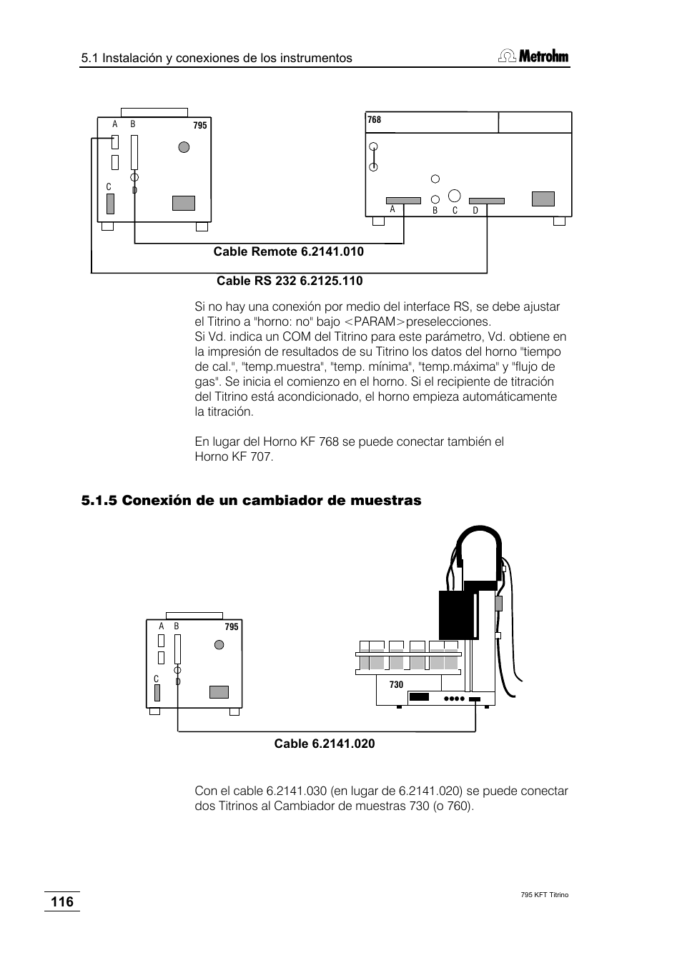 5 conexión de un cambiador de muestras | Metrohm 795 KFT Titrino User Manual | Page 120 / 154