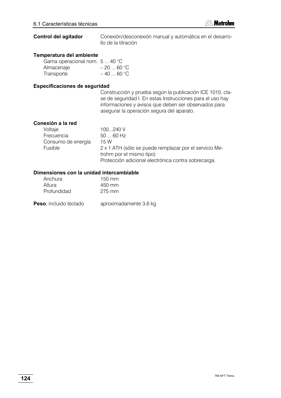 Metrohm 795 KFT Titrino User Manual | Page 128 / 154