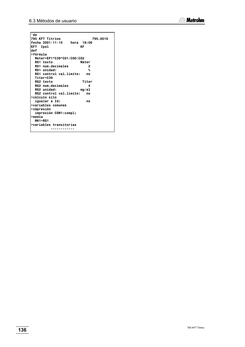 Metrohm 795 KFT Titrino User Manual | Page 140 / 154