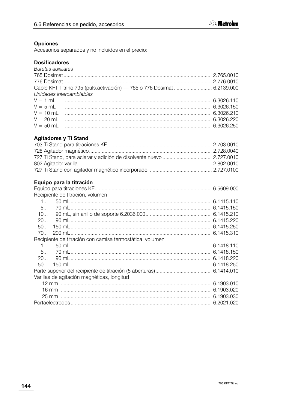 Metrohm 795 KFT Titrino User Manual | Page 148 / 154