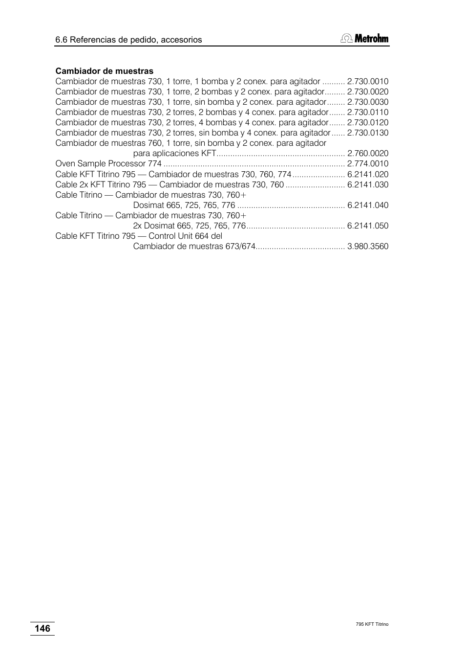 Metrohm 795 KFT Titrino User Manual | Page 150 / 154