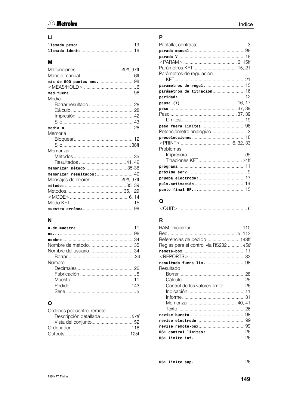 Metrohm 795 KFT Titrino User Manual | Page 153 / 154