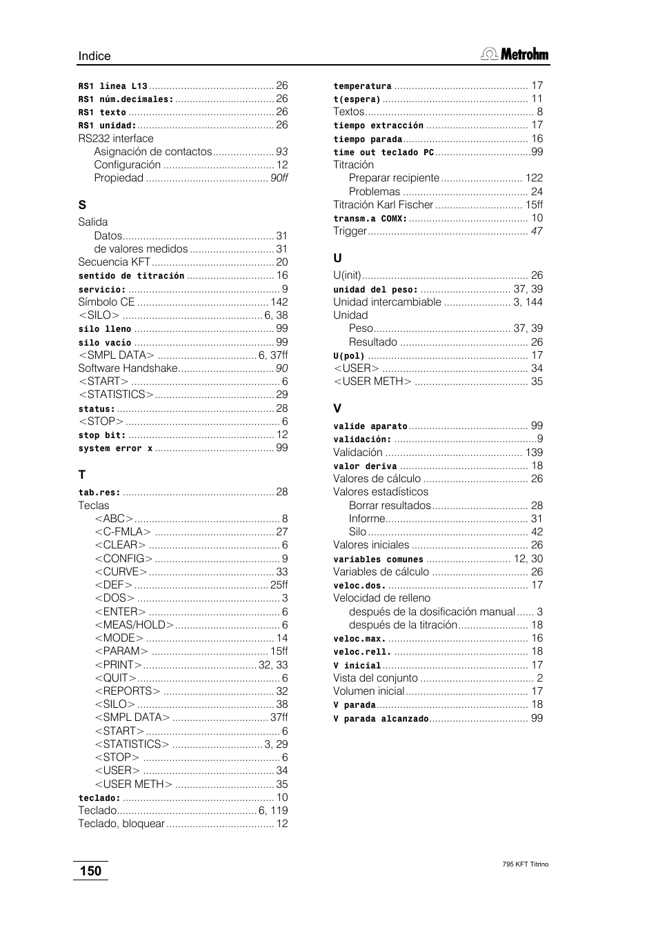 Metrohm 795 KFT Titrino User Manual | Page 154 / 154