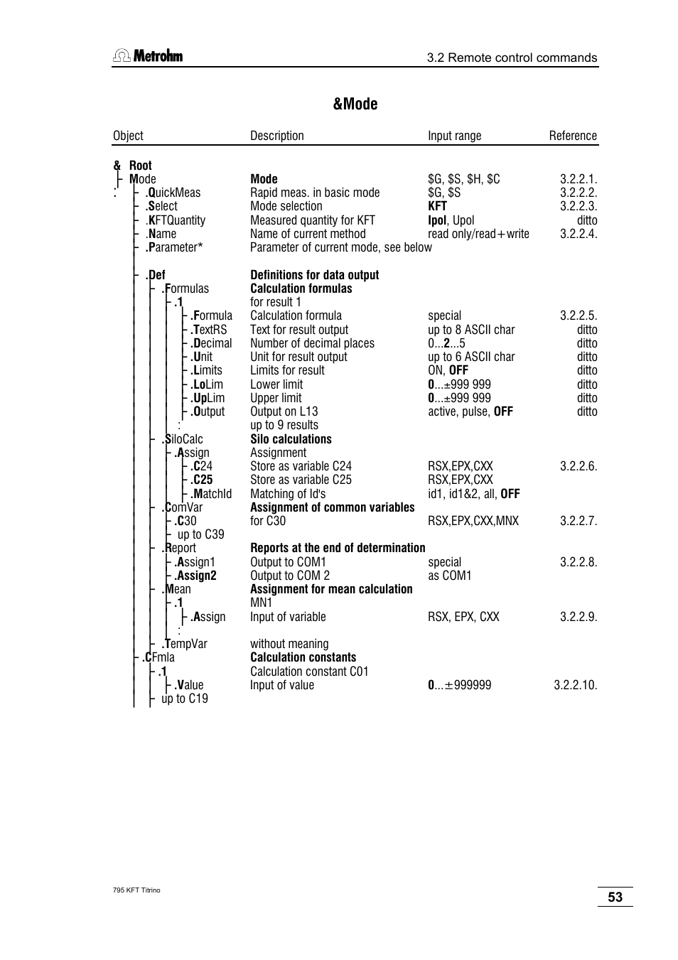 Mode | Metrohm 795 KFT Titrino User Manual | Page 57 / 154