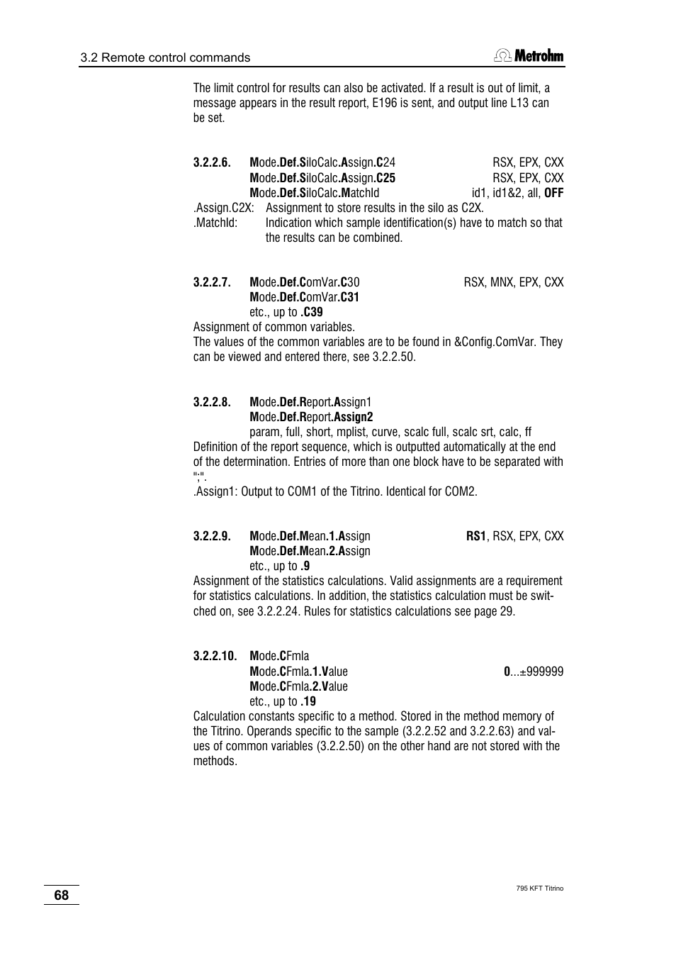Metrohm 795 KFT Titrino User Manual | Page 72 / 154