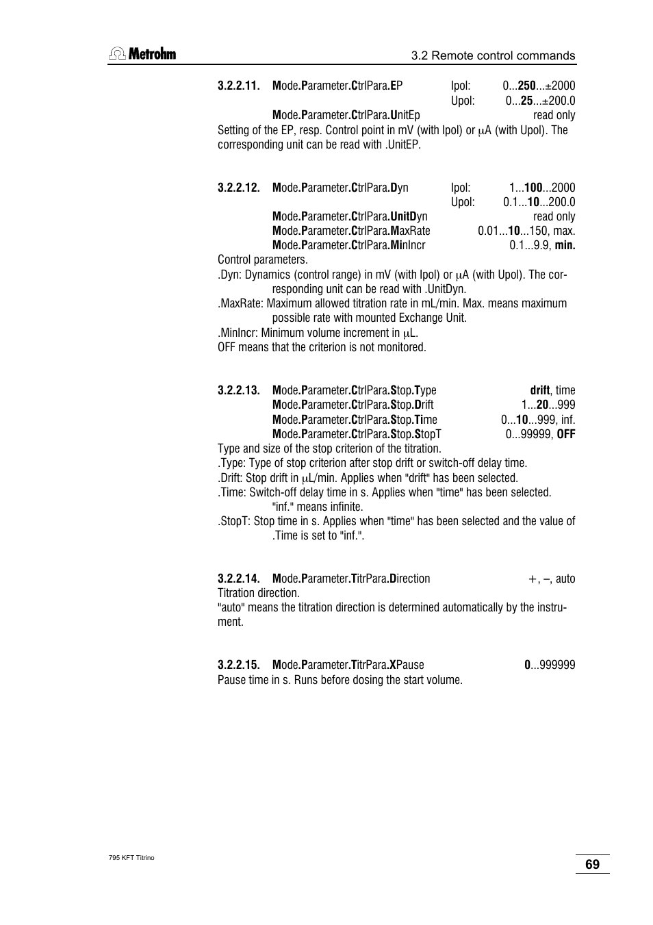 Metrohm 795 KFT Titrino User Manual | Page 73 / 154