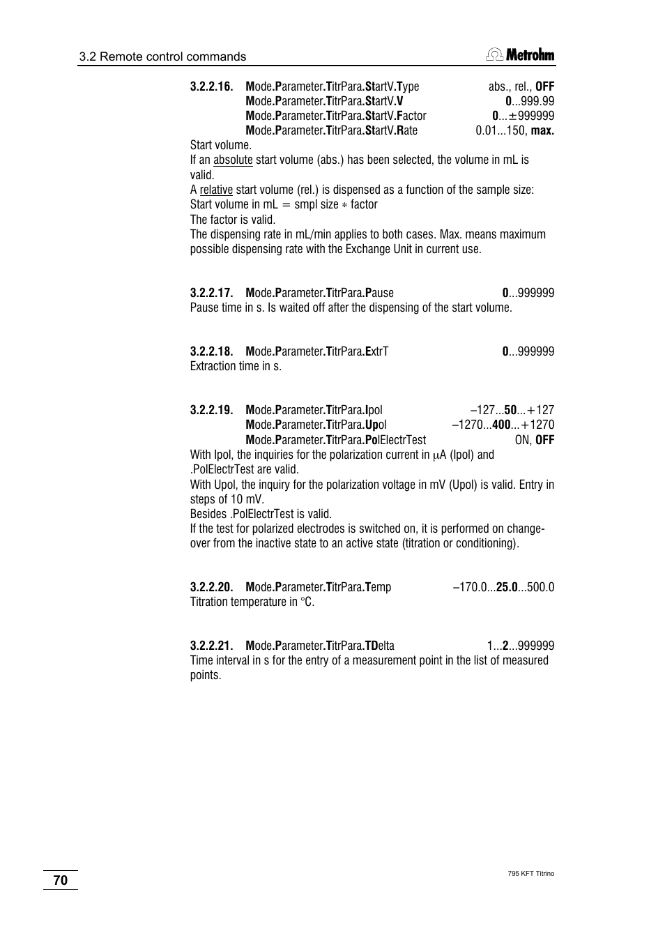 Metrohm 795 KFT Titrino User Manual | Page 74 / 154