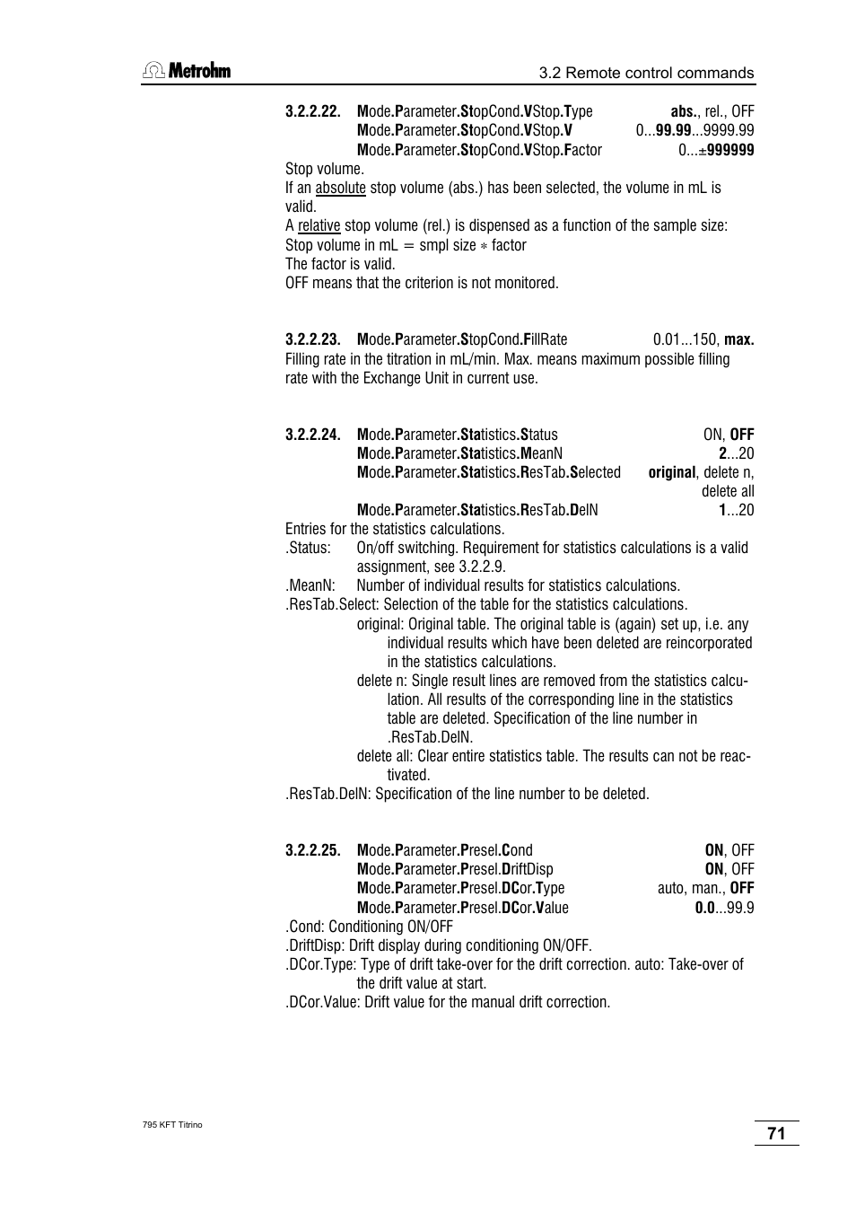 Metrohm 795 KFT Titrino User Manual | Page 75 / 154