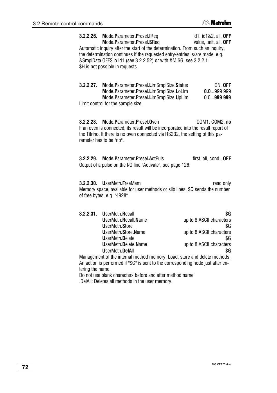 Metrohm 795 KFT Titrino User Manual | Page 76 / 154