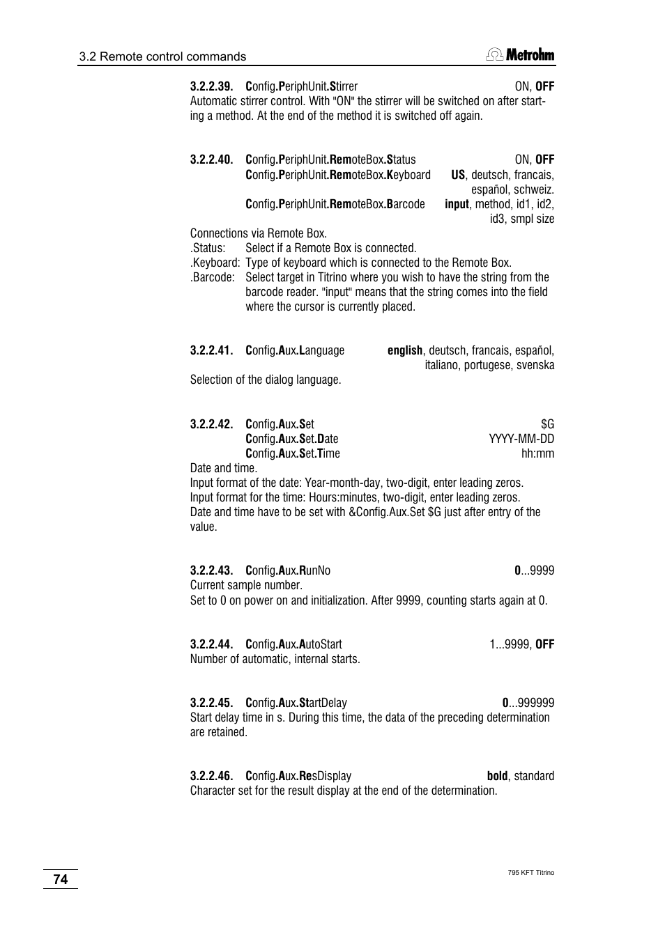 Metrohm 795 KFT Titrino User Manual | Page 78 / 154