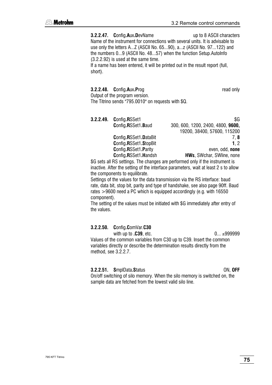 Metrohm 795 KFT Titrino User Manual | Page 79 / 154