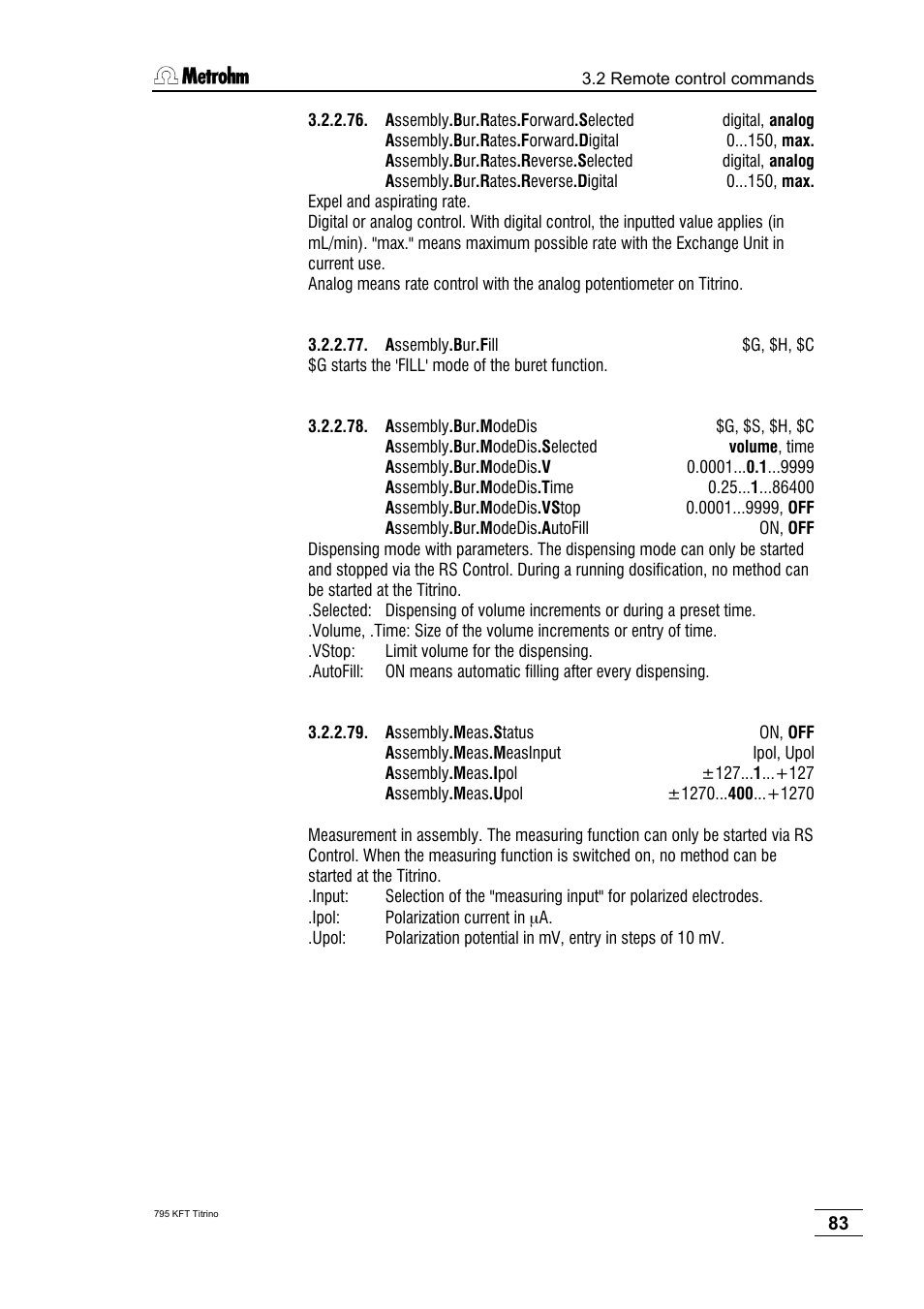 Metrohm 795 KFT Titrino User Manual | Page 87 / 154