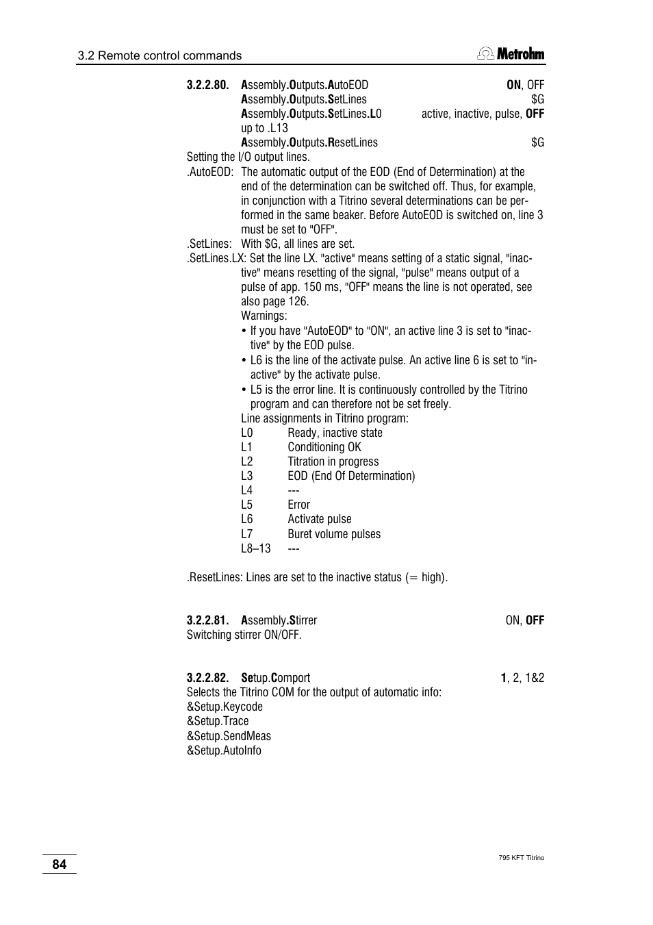 Metrohm 795 KFT Titrino User Manual | Page 88 / 154