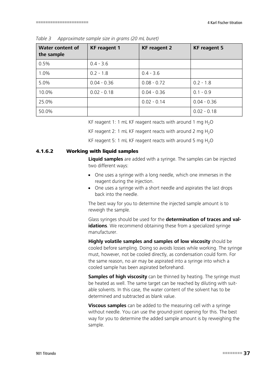 2 working with liquid samples | Metrohm 901 Titrando User Manual | Page 45 / 67