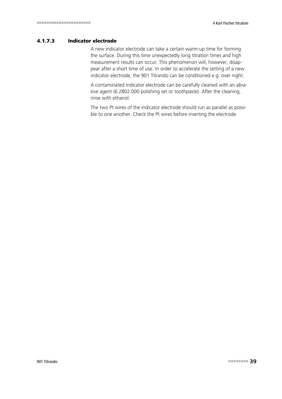 3 indicator electrode | Metrohm 901 Titrando User Manual | Page 47 / 67