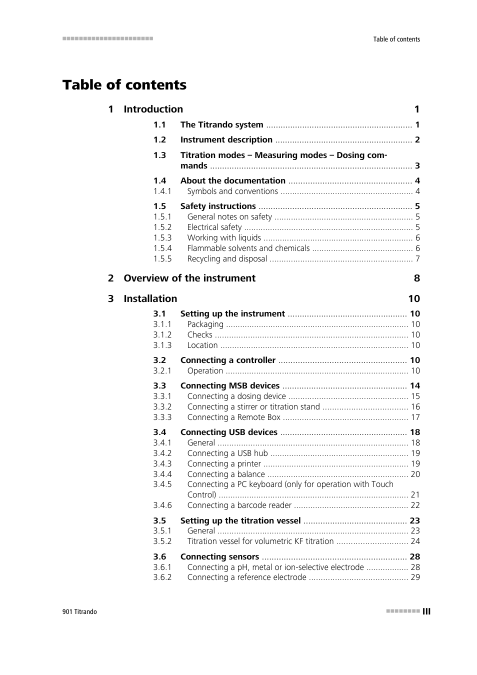 Metrohm 901 Titrando User Manual | Page 5 / 67