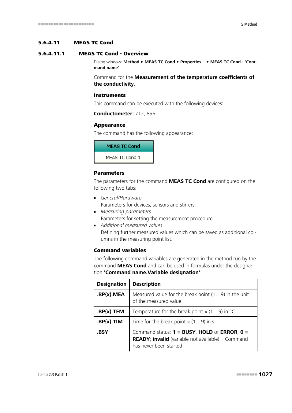 11 meas tc cond, 1 meas tc cond - overview, Meas tc cond | Metrohm tiamo 2.3 Patch 1 User Manual | Page 1043 / 1702