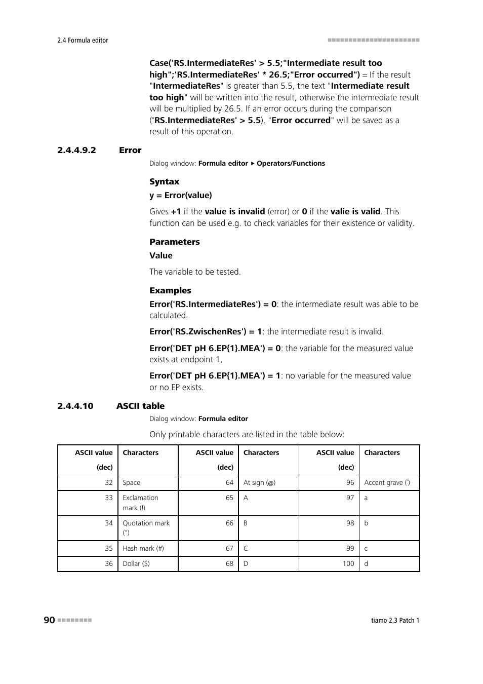 2 error, 10 ascii table | Metrohm tiamo 2.3 Patch 1 User Manual | Page 106 / 1702