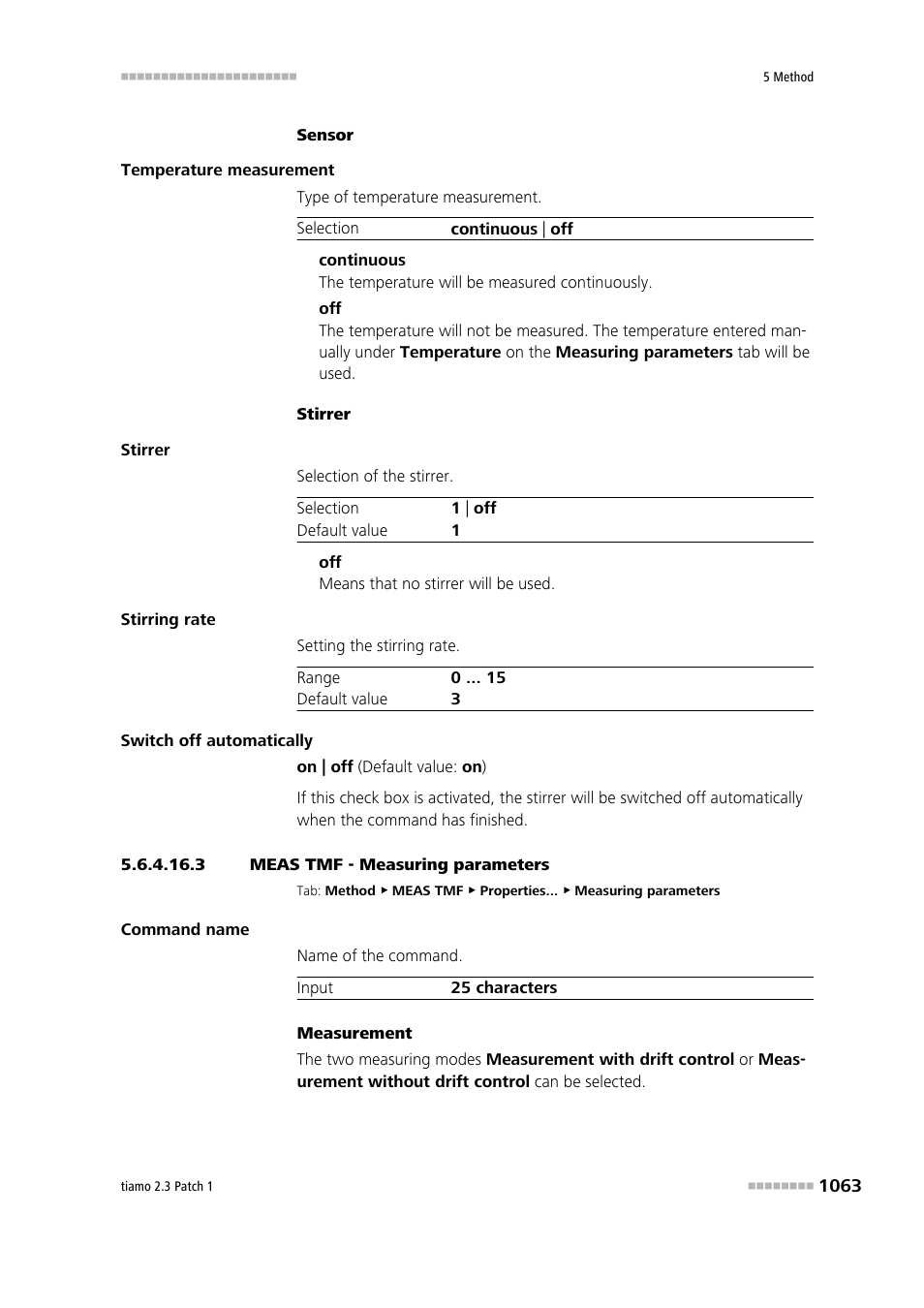 3 meas tmf - measuring parameters | Metrohm tiamo 2.3 Patch 1 User Manual | Page 1079 / 1702