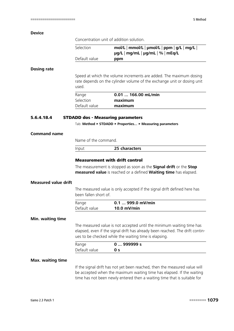 4 stdadd dos - measuring parameters | Metrohm tiamo 2.3 Patch 1 User Manual | Page 1095 / 1702