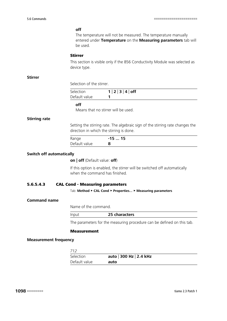 3 cal cond - measuring parameters | Metrohm tiamo 2.3 Patch 1 User Manual | Page 1114 / 1702