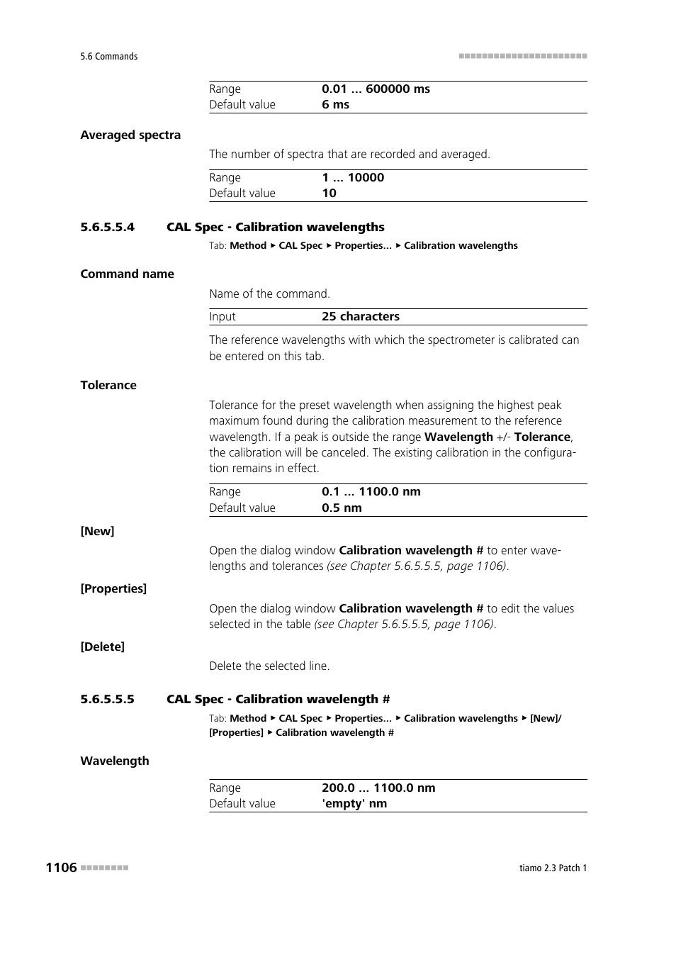 4 cal spec - calibration wavelengths, 5 cal spec - calibration wavelength | Metrohm tiamo 2.3 Patch 1 User Manual | Page 1122 / 1702