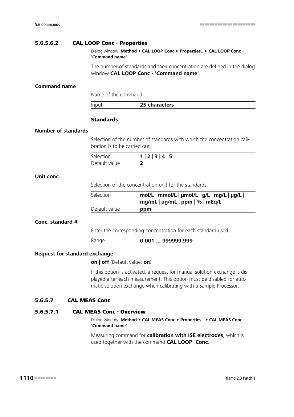 2 cal loop conc - properties, 7 cal meas conc, 1 cal meas conc - overview | Cal meas conc | Metrohm tiamo 2.3 Patch 1 User Manual | Page 1126 / 1702