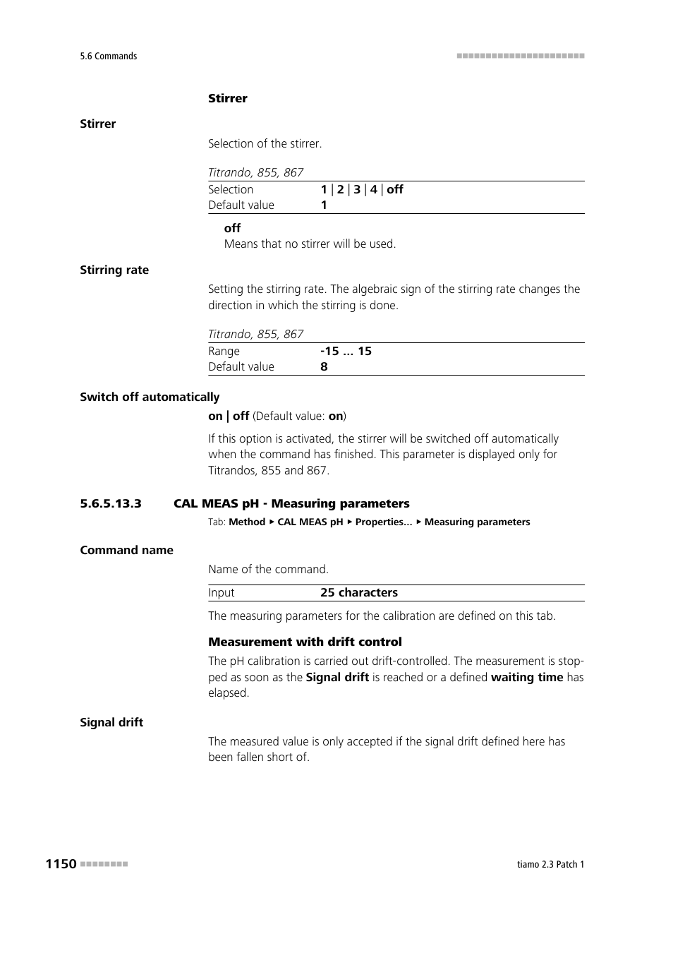 3 cal meas ph - measuring parameters | Metrohm tiamo 2.3 Patch 1 User Manual | Page 1166 / 1702