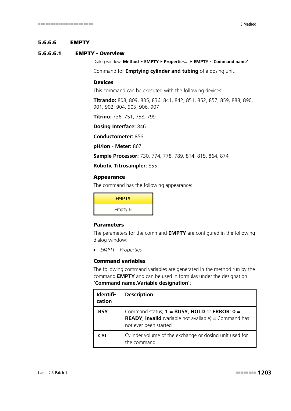 6 empty, 1 empty - overview, Empty | Metrohm tiamo 2.3 Patch 1 User Manual | Page 1219 / 1702