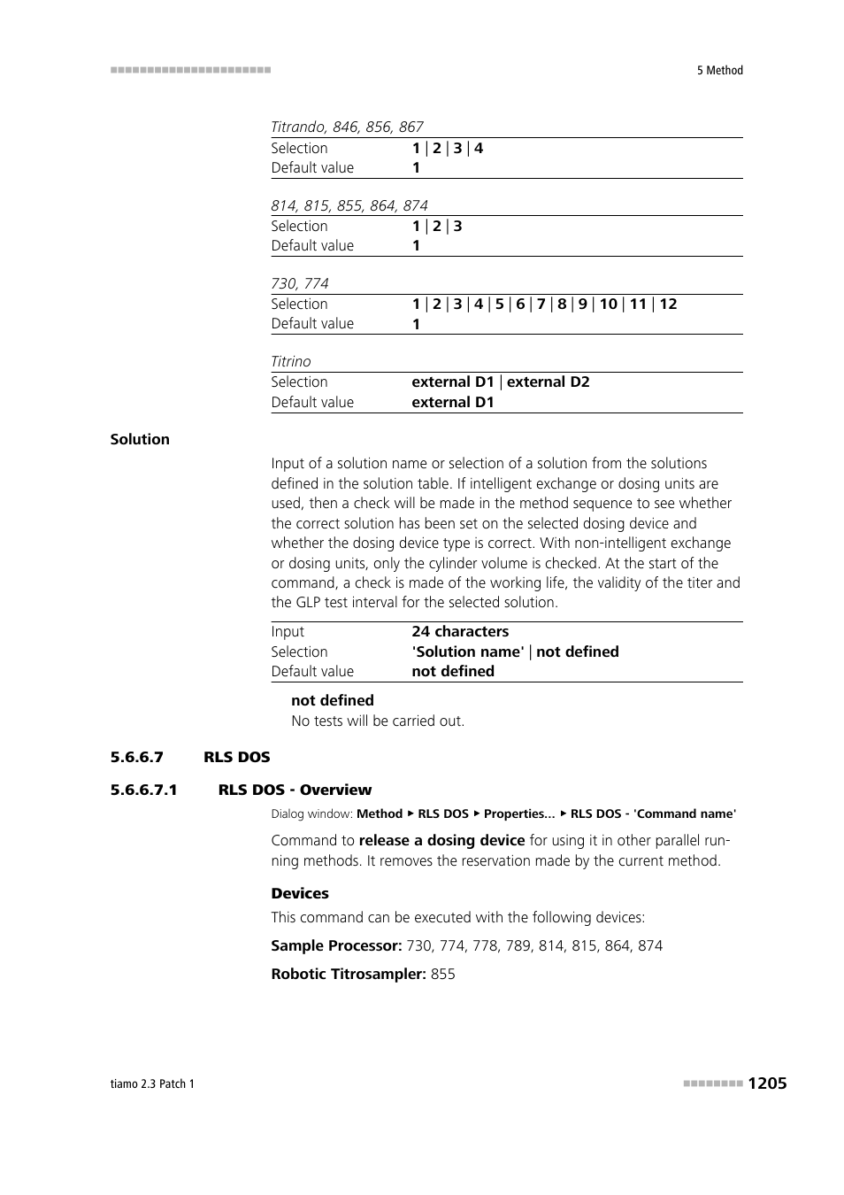 7 rls dos, 1 rls dos - overview, Rls dos | Metrohm tiamo 2.3 Patch 1 User Manual | Page 1221 / 1702