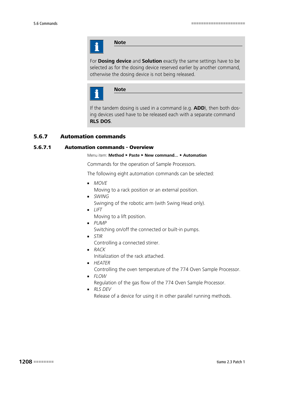 7 automation commands, 1 automation commands - overview, Automation commands 8 | Metrohm tiamo 2.3 Patch 1 User Manual | Page 1224 / 1702