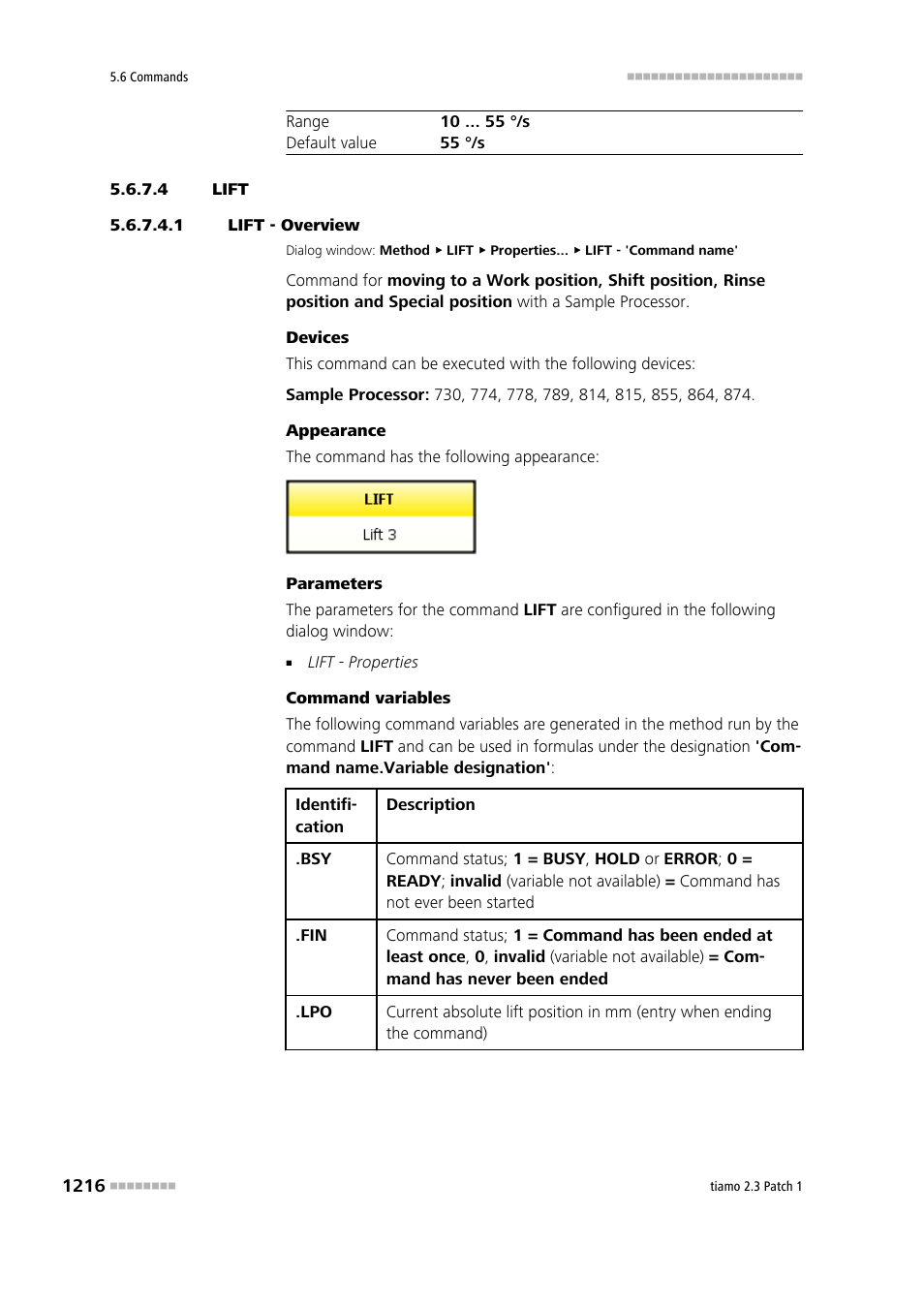 4 lift, 1 lift - overview, Lift | Metrohm tiamo 2.3 Patch 1 User Manual | Page 1232 / 1702