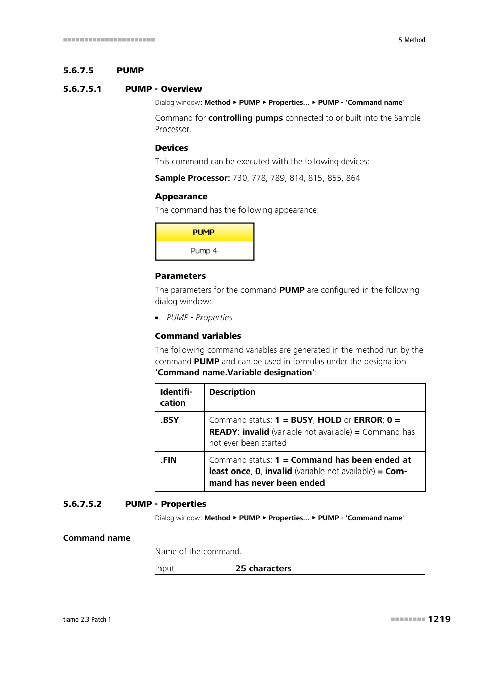 5 pump, 1 pump - overview, 2 pump - properties | Pump | Metrohm tiamo 2.3 Patch 1 User Manual | Page 1235 / 1702