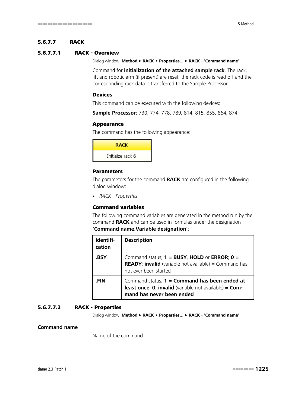 7 rack, 1 rack - overview, 2 rack - properties | Rack | Metrohm tiamo 2.3 Patch 1 User Manual | Page 1241 / 1702