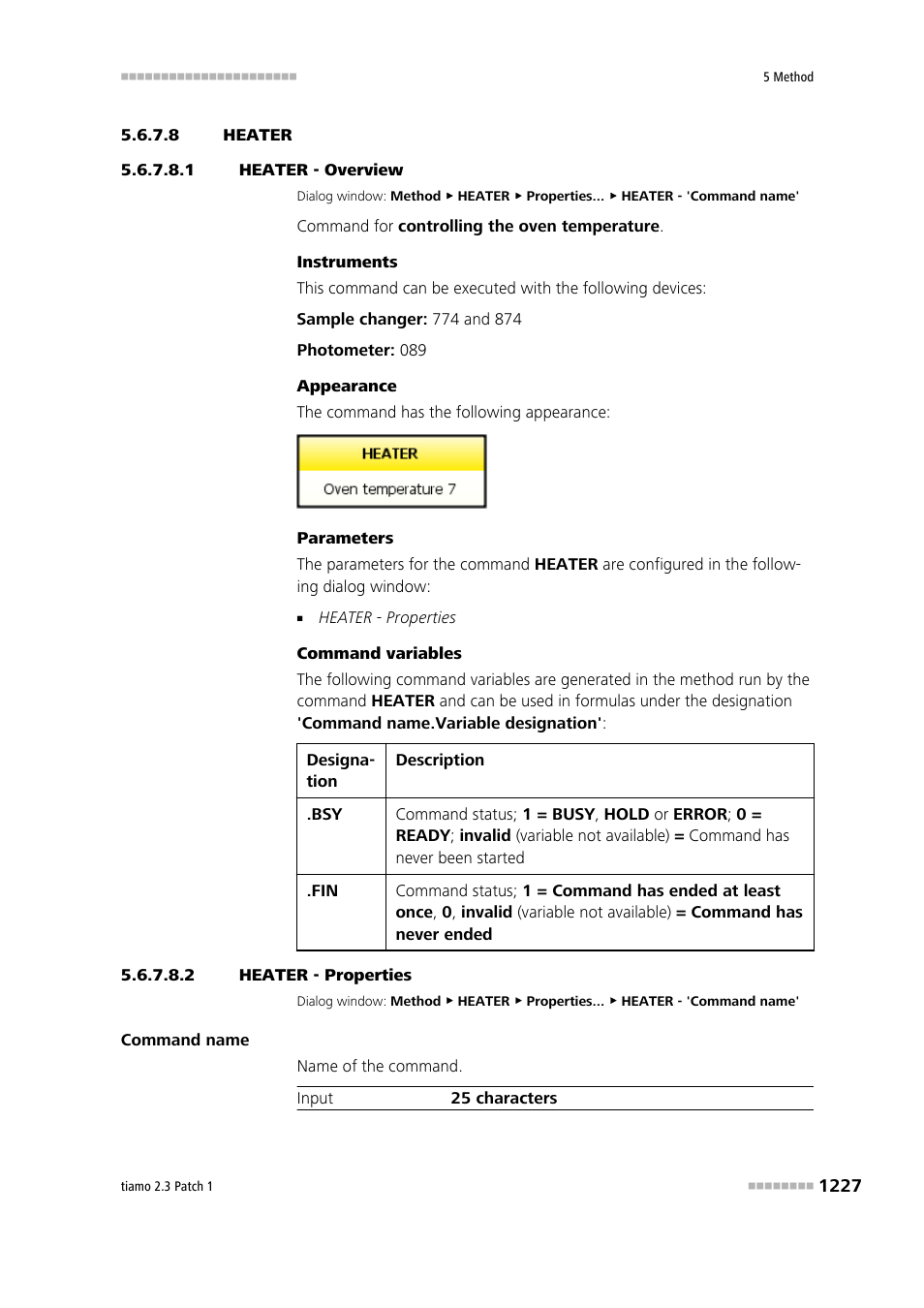 8 heater, 1 heater - overview, 2 heater - properties | Heater | Metrohm tiamo 2.3 Patch 1 User Manual | Page 1243 / 1702