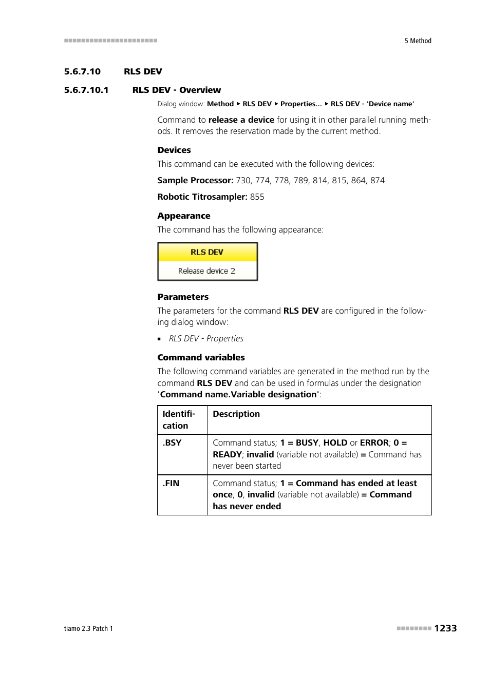 10 rls dev, 1 rls dev - overview, Rls dev | Metrohm tiamo 2.3 Patch 1 User Manual | Page 1249 / 1702