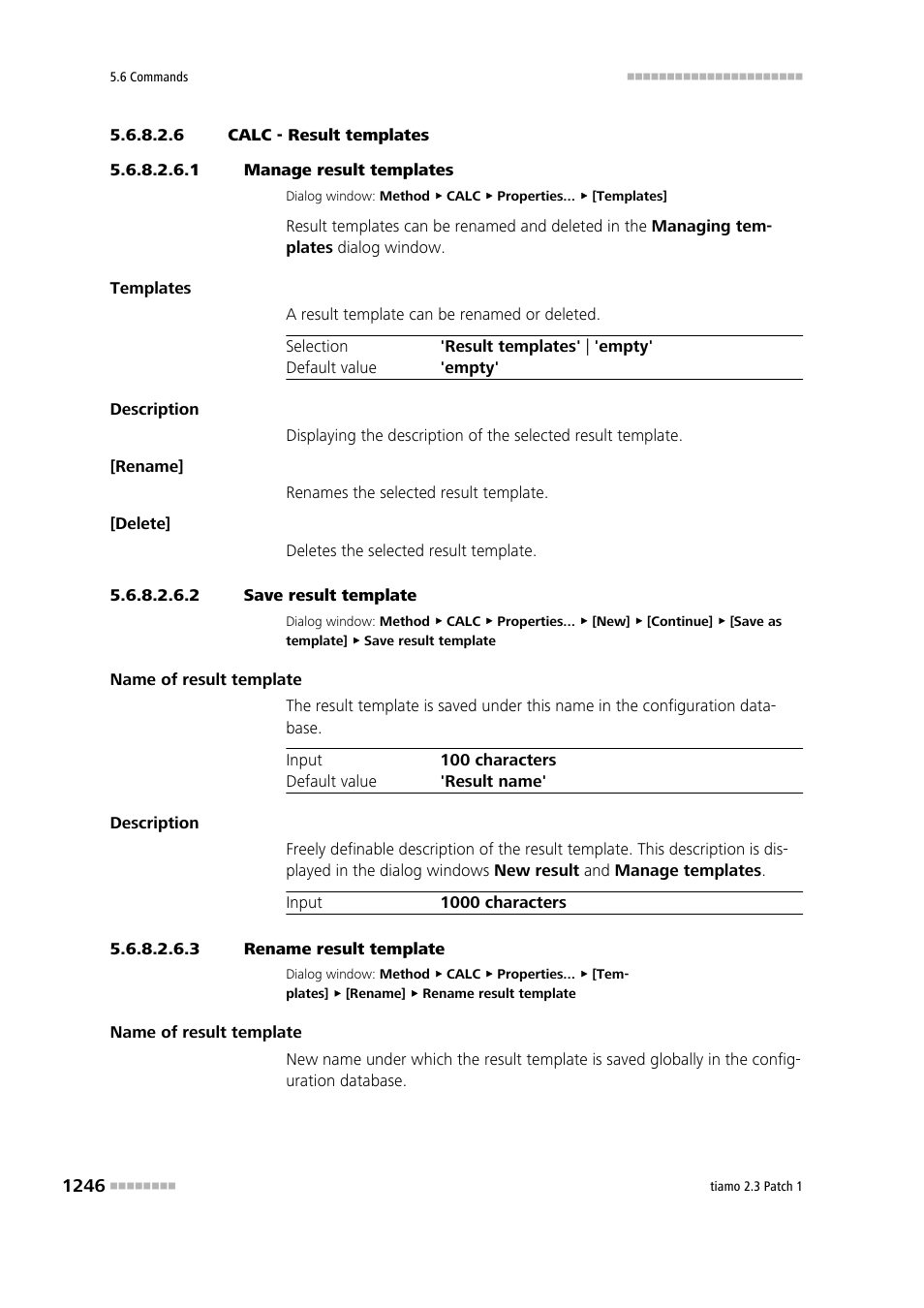 6 calc - result templates, 1 manage result templates, 2 save result template | 3 rename result template | Metrohm tiamo 2.3 Patch 1 User Manual | Page 1262 / 1702