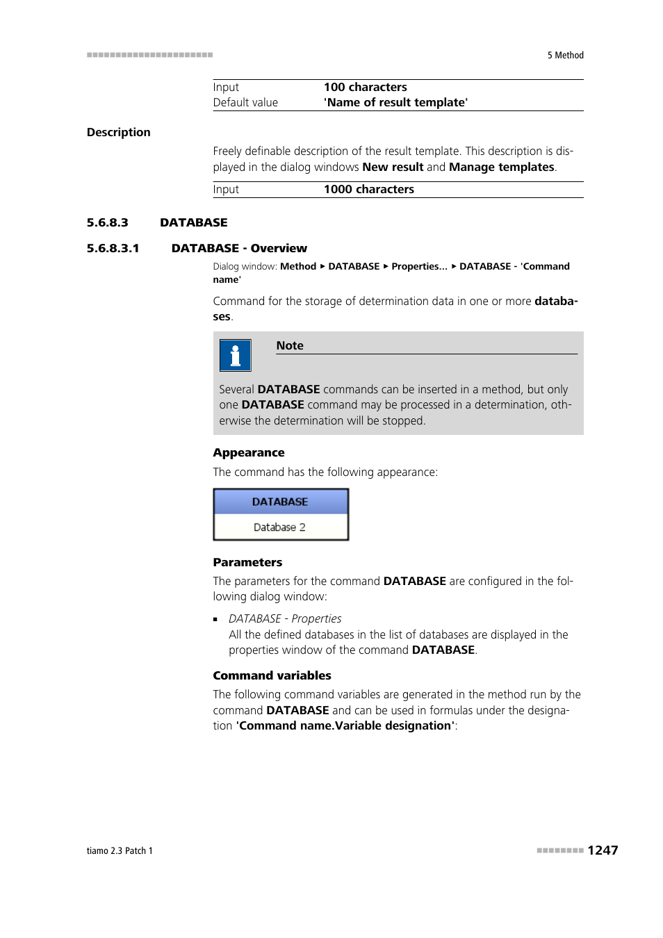 3 database, 1 database - overview, Database | Metrohm tiamo 2.3 Patch 1 User Manual | Page 1263 / 1702