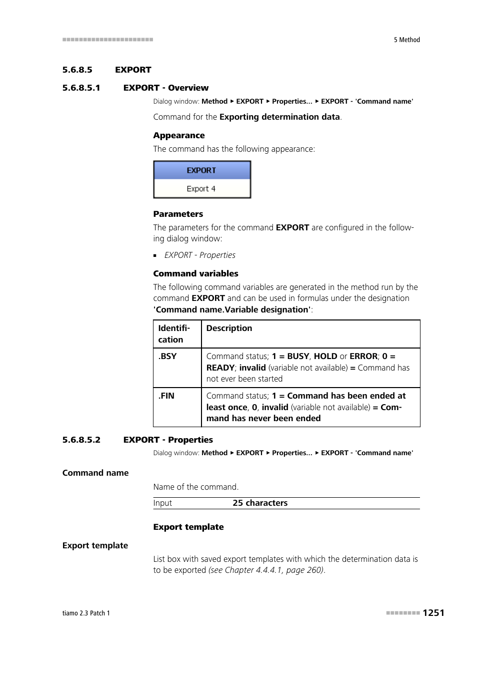 5 export, 1 export - overview, 2 export - properties | Export, Export - overview | Metrohm tiamo 2.3 Patch 1 User Manual | Page 1267 / 1702