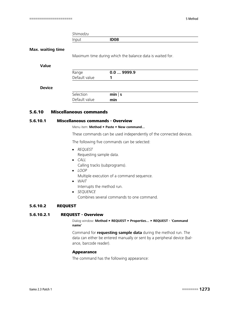 10 miscellaneous commands, 1 miscellaneous commands - overview, 2 request | 1 request - overview, Miscellaneous commands 3, Request | Metrohm tiamo 2.3 Patch 1 User Manual | Page 1289 / 1702